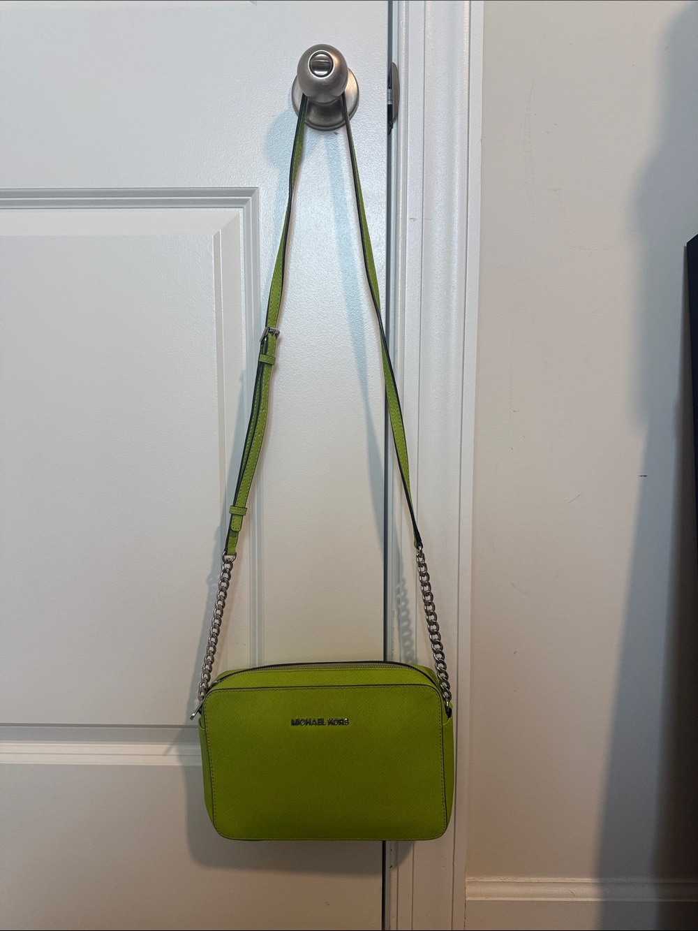 Michael Kors Neon Green Crossbody with Chain Strap